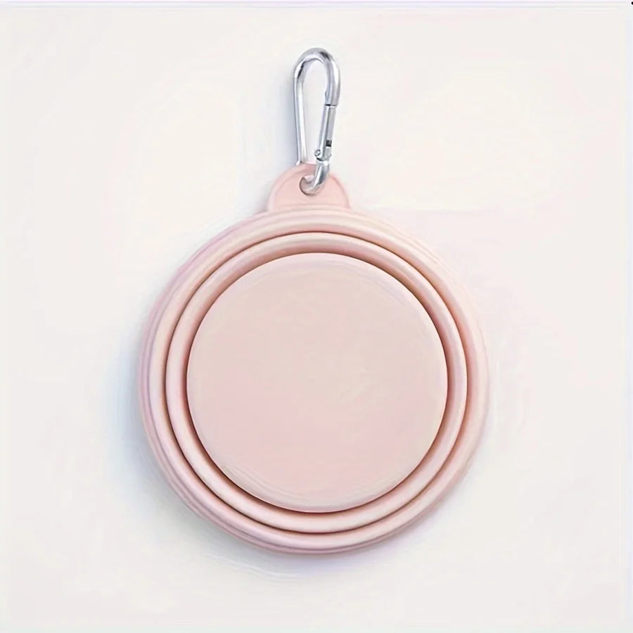 Hanging Dog Pet Folding Silicone Bowl Outdoor Travel Portable Food Water Container Feeding Tray Bowl Macaron Color Pet Supplies