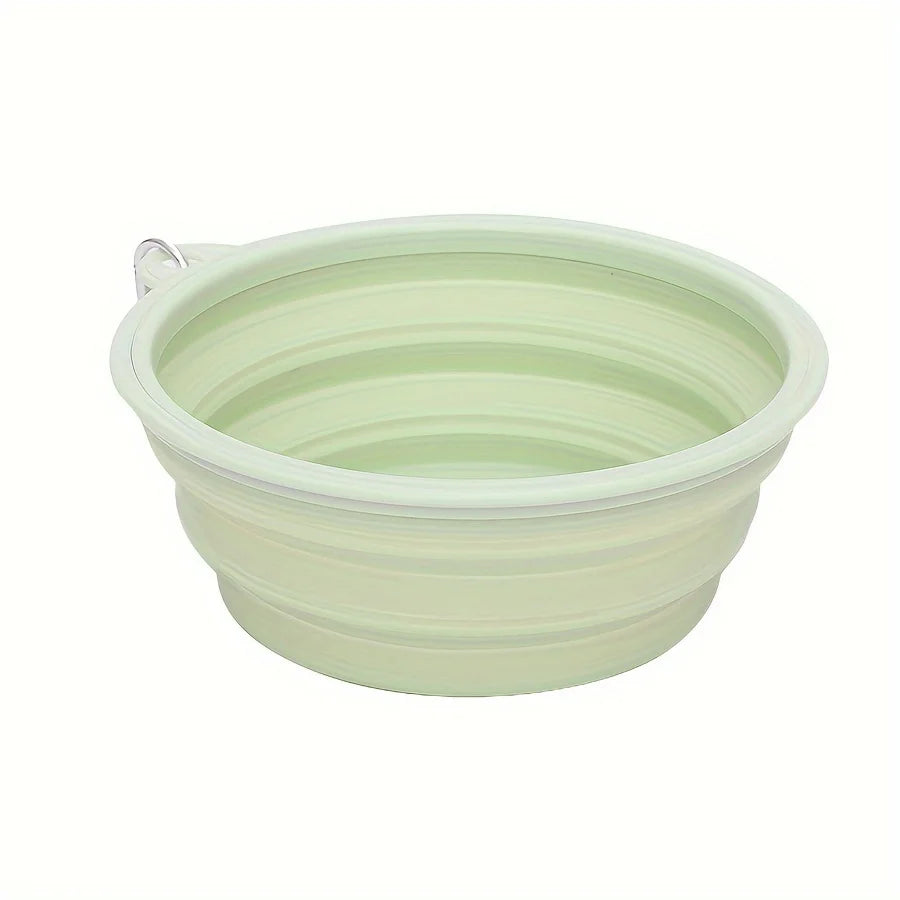 Hanging Dog Pet Folding Silicone Bowl Outdoor Travel Portable Food Water Container Feeding Tray Bowl Macaron Color Pet Supplies
